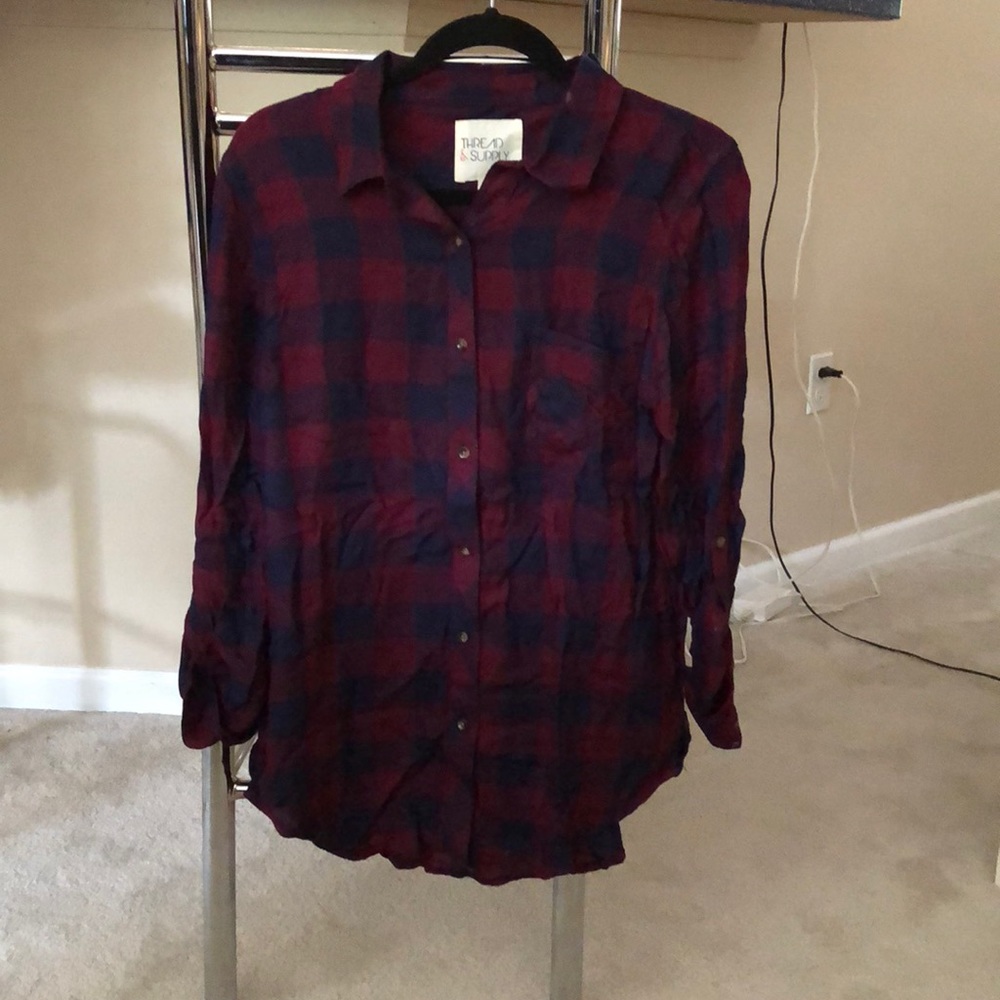 Slow sleeve button down shirt.